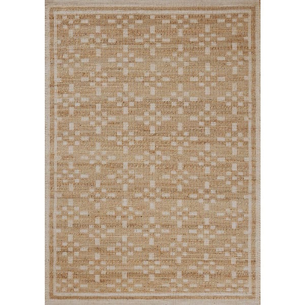 Chris Love Julia Judy Natural/Ivory 3 ft. 6 in. x 5 ft. 6 in. Contemporary Accent Rug