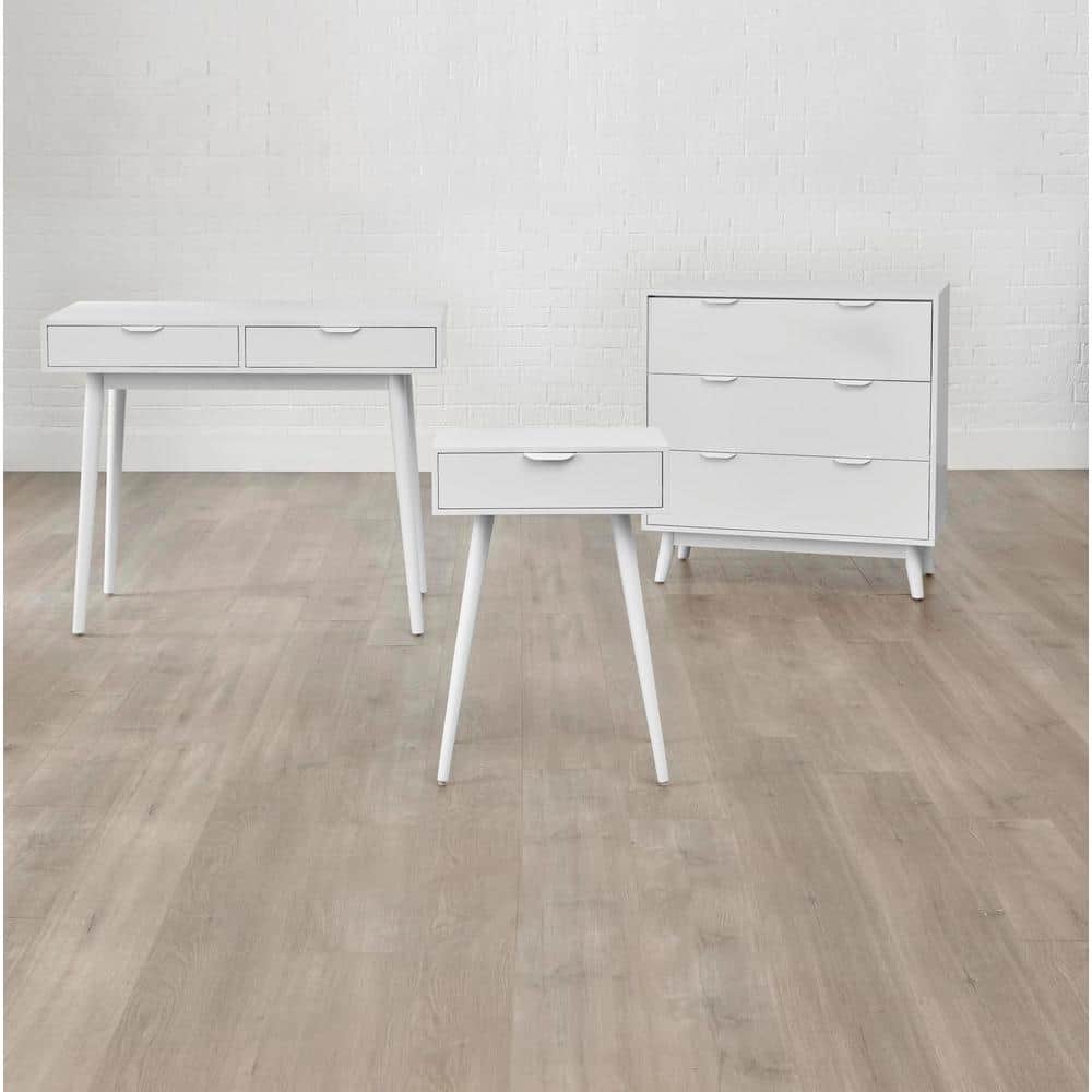 Amerlin 1 Drawer White Wood Nightstand (18 in. W x 26 in. H)