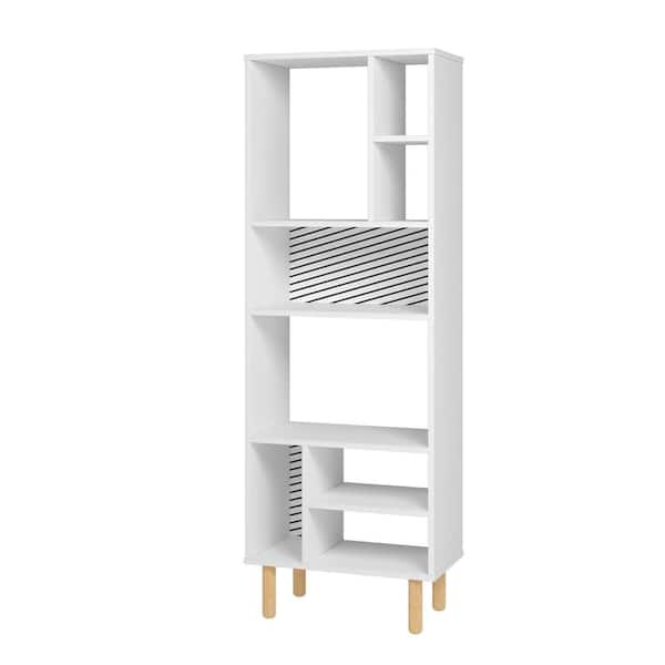 Manhattan Comfort Essex 60.23 in. White and Zebra 8-Shelf Decor Bookcase