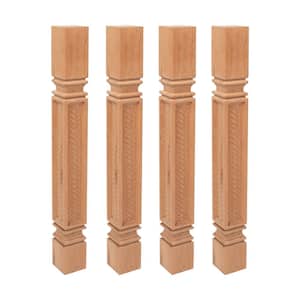 35.25 in. x 3.75 in. Unfinished Solid North American Cherry Mission Weave Kitchen Island Leg (4-Pack)