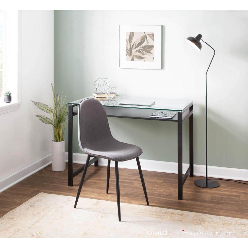 High Back Black Steel and Charcoal Fabric Side Chair