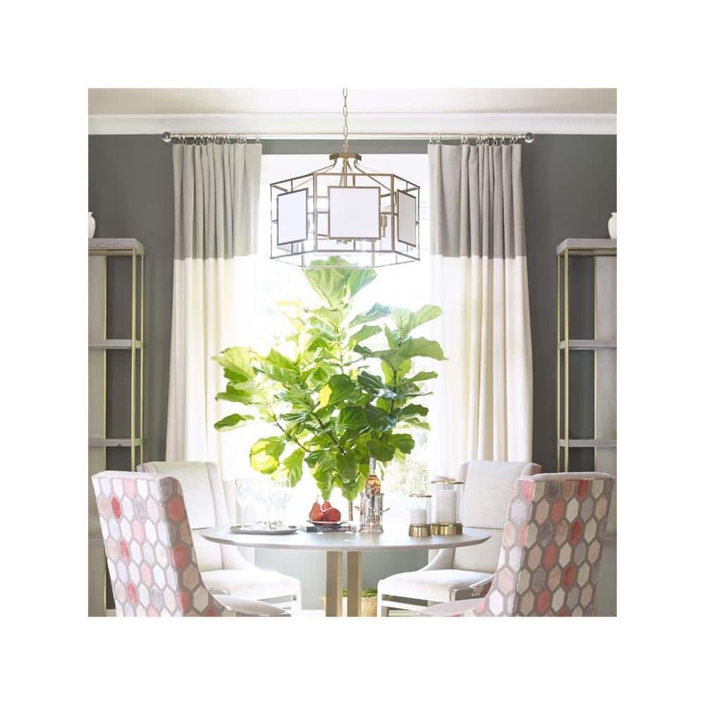 Vibrant Gold 6-Light Drum Chandelier with Glass Panels