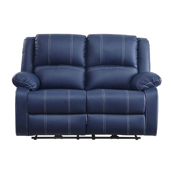 Acme Furniture Zuriel Blue Pu Recliner, Navy Leather Sofa Recliner