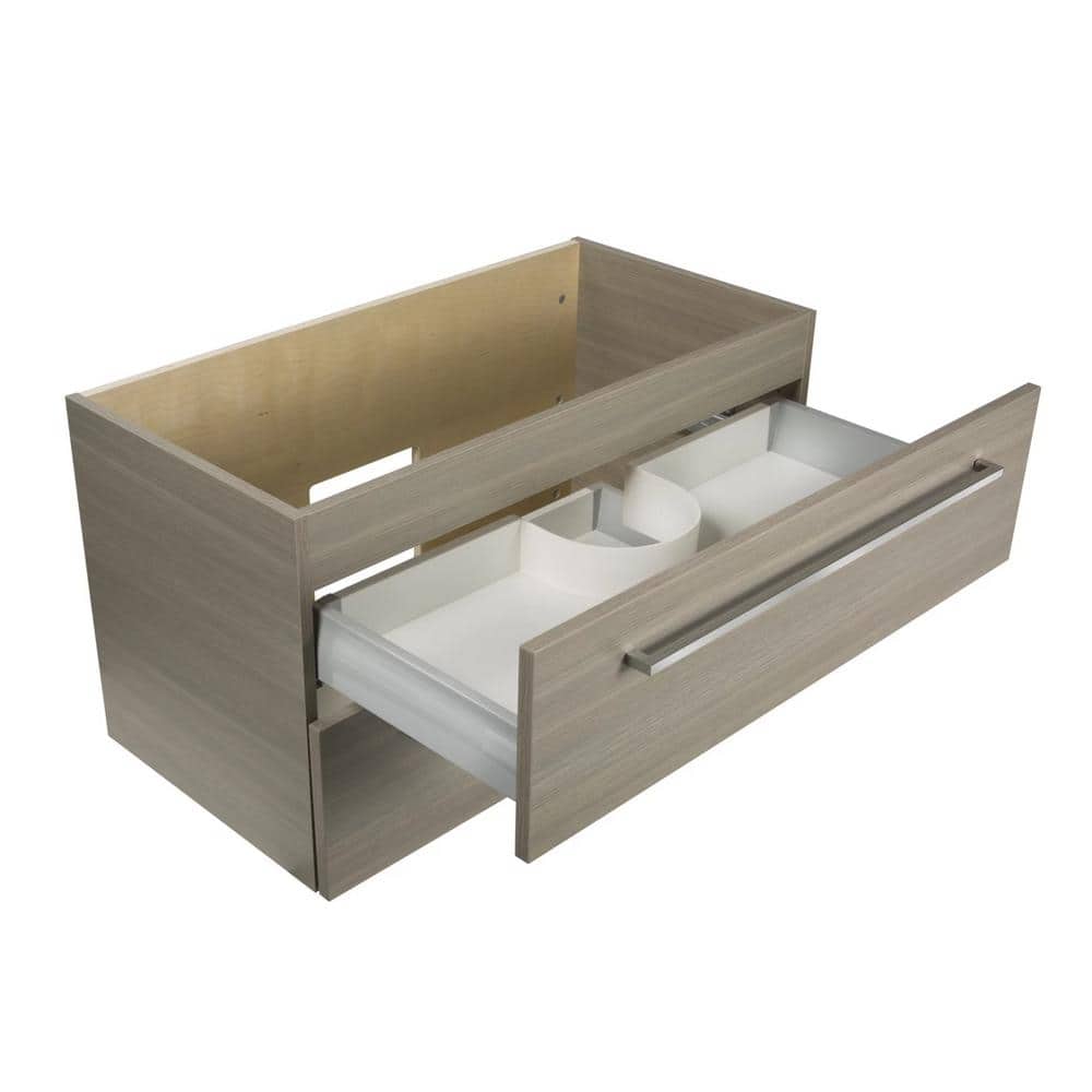 Aria 36" Gray Wall-Mount Single Sink Vanity with Marble Top