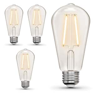 25W Equivalent ST19 Dimmable Straight Filament Clear Glass E26 Vintage Edison LED Light Bulb, Soft White 2700K(4-Pack)