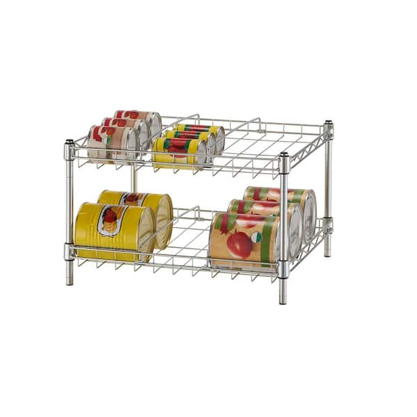 TRINITY 2 Shelf Can Organizer with Adjustable Dividers in Chrome