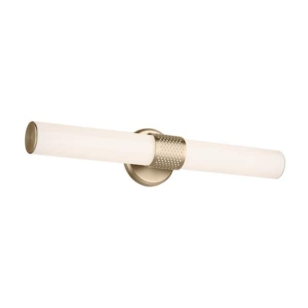 Sashi 24.25 in. Bath Bar Medium LED Vanity Light with White Glass in Champagne Bronze
