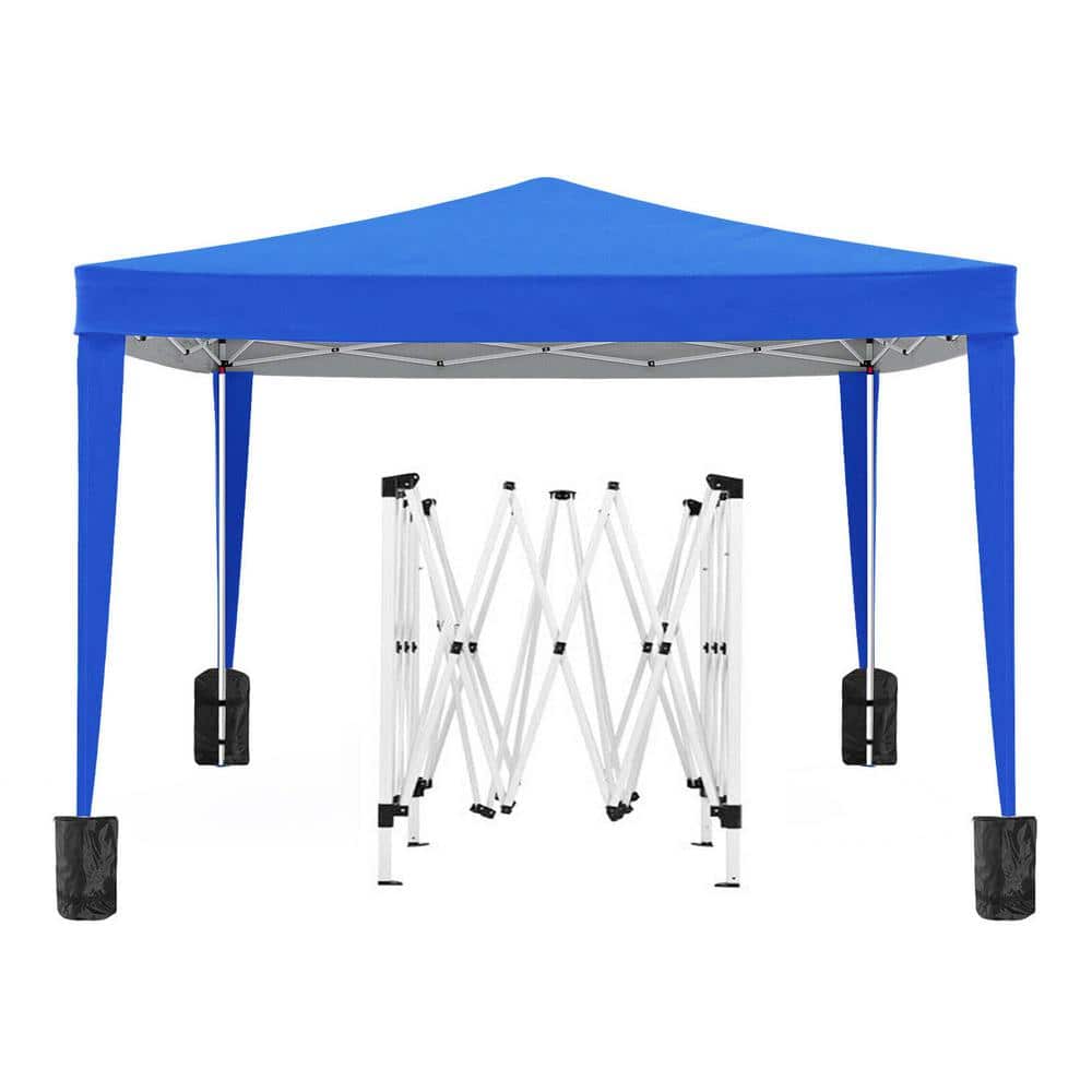 10 ft. x 10 ft. Blue Pop Up Canopy Outdoor Portable Party Folding Tent with