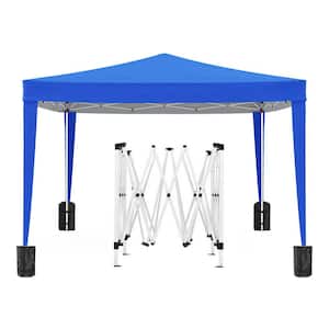 10 ft. x 10 ft. Blue Pop Up Canopy Outdoor Portable Party Folding Tent with 4 Removable Sidewalls, 4pcs Weight Bag