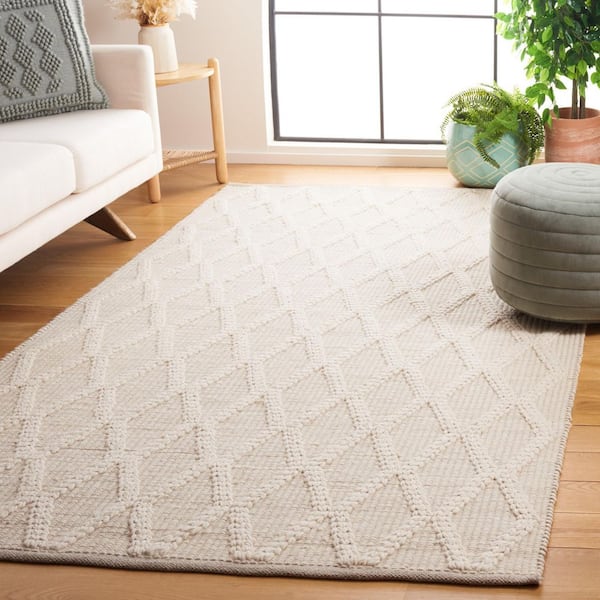 Natura 4 ft. x 6 ft. Ivory Chevron Striped High-Low Area Rug
