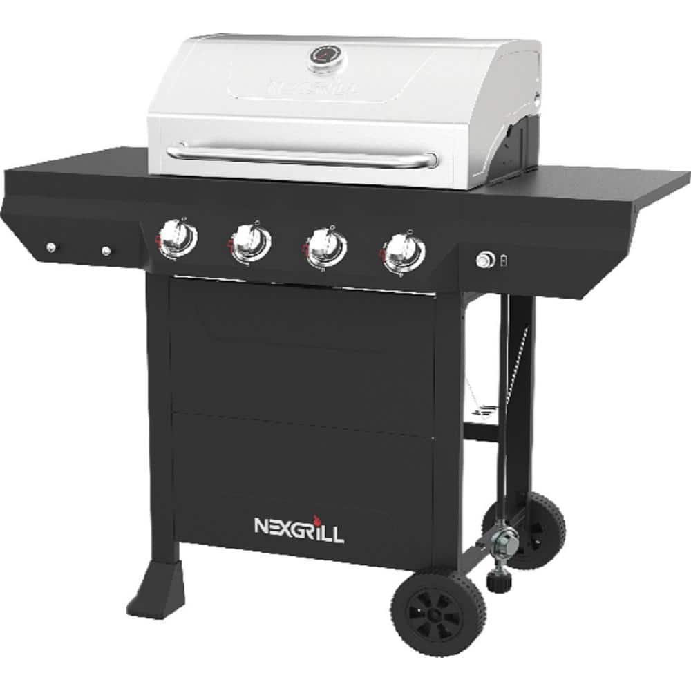 Nexgrill 4-Burner Propane Gas Grill in Black with Stainless Steel Main ...