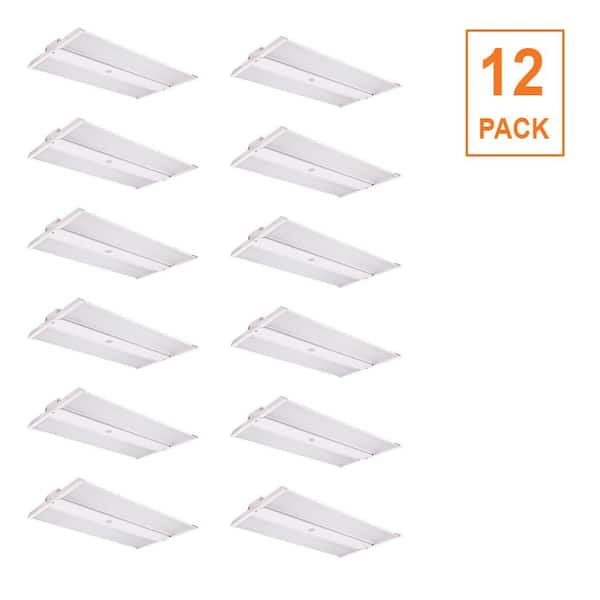 12-Pack 2 ft. 400-Watt Equivalent Thin Profile LED Dimmable White High Bay Light 4000K 5000K 31,500LM Workshop Garage