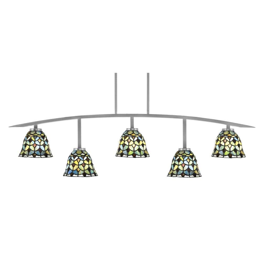 Siena 51.25 in. 5-Light Graphite Chandelier with 7 in. Crescent Art Glass S