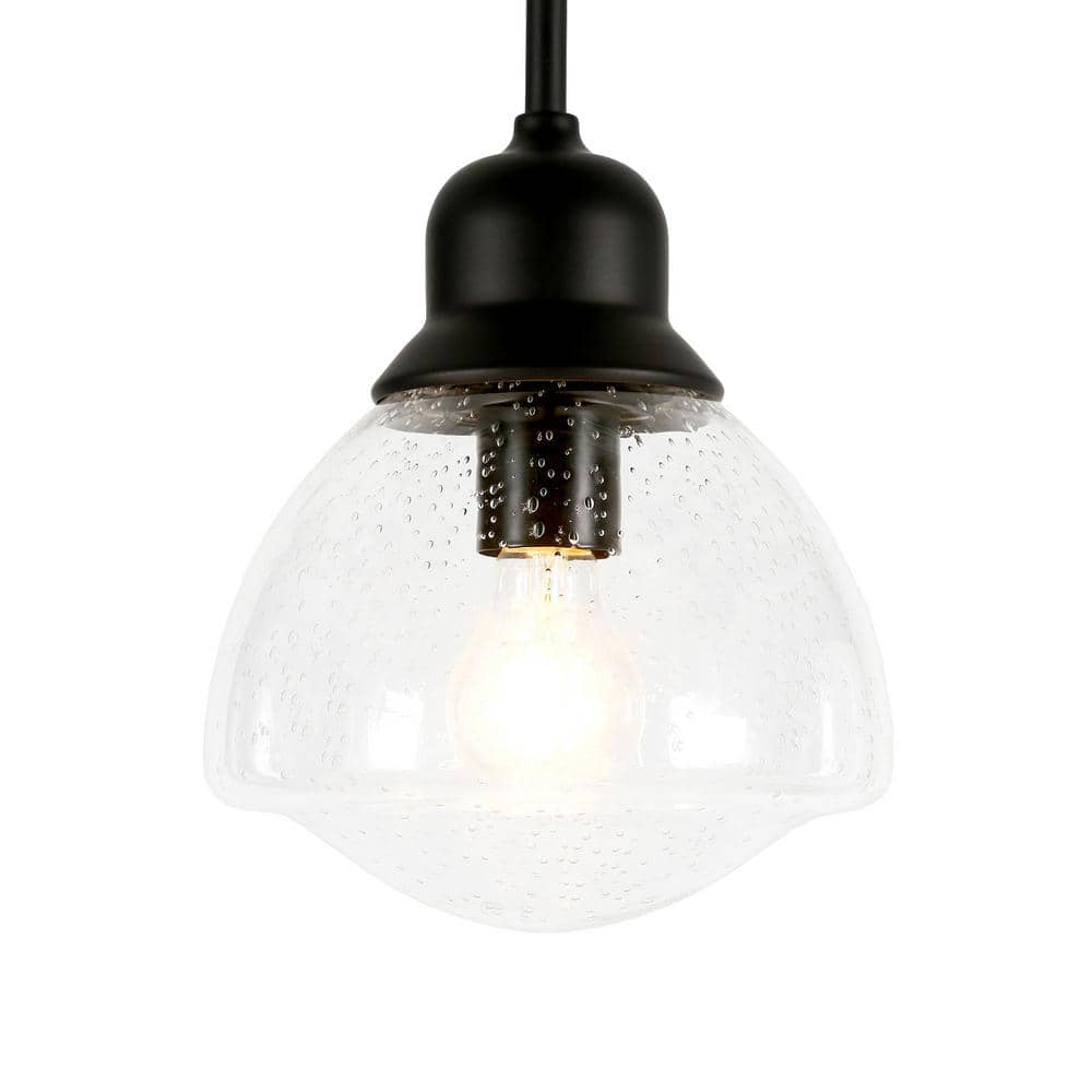 Brooks 8.12" Blackened Bronze and Seeded Glass Adjustable Pendant