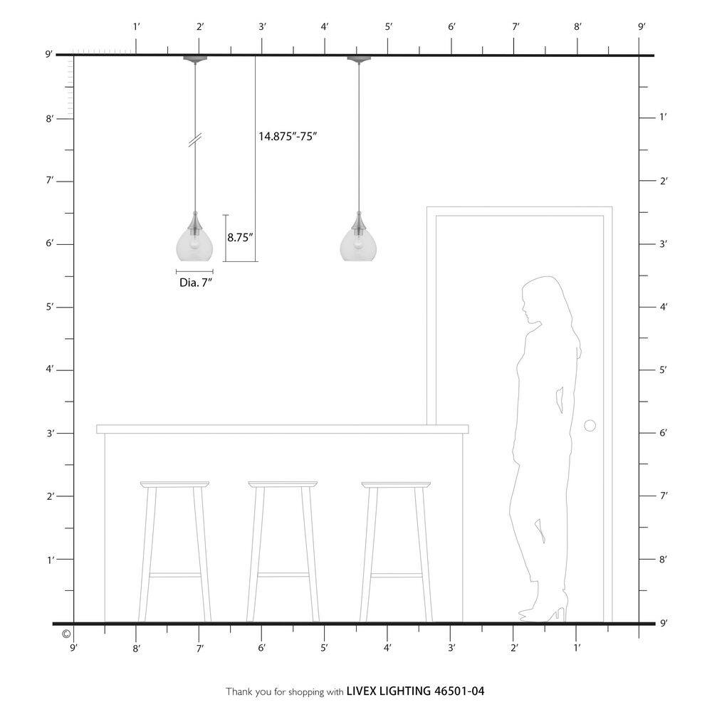 Catania Black and Brushed Nickel 1-Light Mini Pendant with Clear Glass
