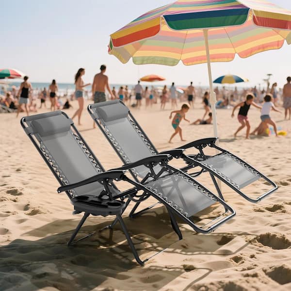 MoNiBloom (Set of 2) Patio Lounge Foldable Zero Gravity Chair with