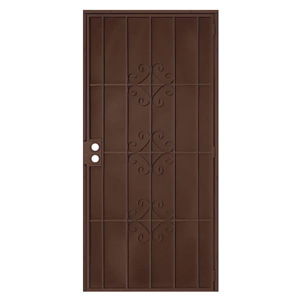 Unique Home Designs 32 in. x 80 in. Del Flor Copper Surface Mount Outswing Steel Security Door with Expanded Metal Screen