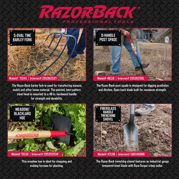 Razor-Back 29 in. D-Handle Post Spade 48110 - The Home Depot
