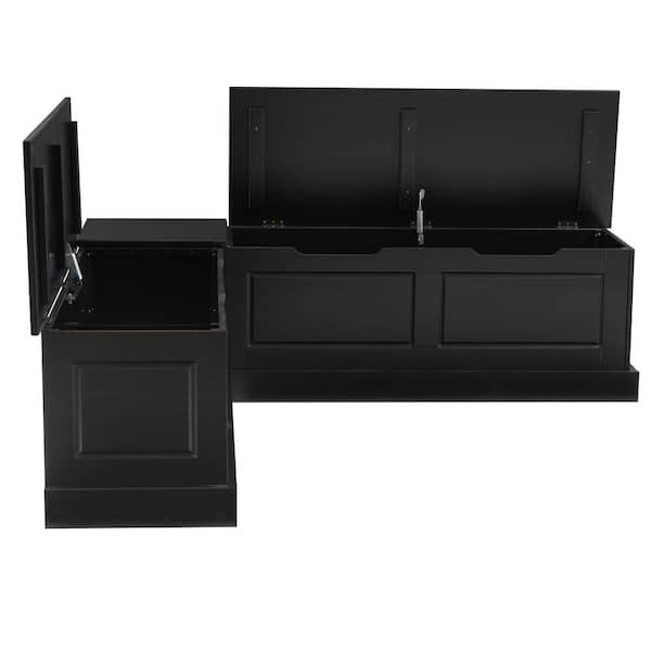 Linon Home Decor Rockhill Corner Nook 62.4 in. Black Dining Bench