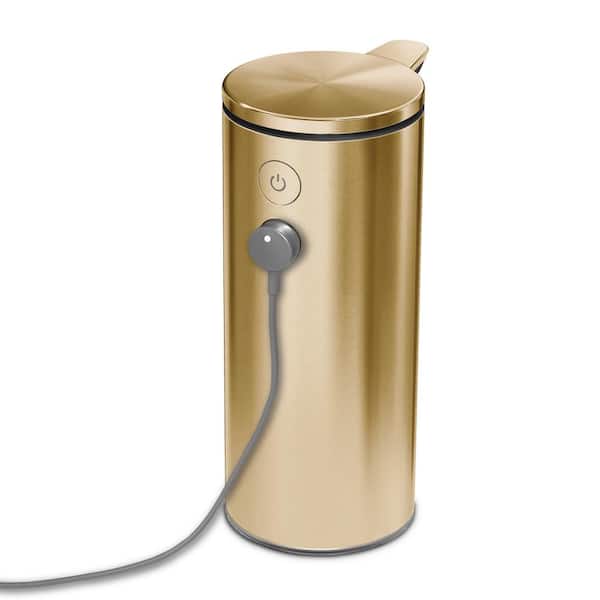 simplehuman 9 oz. Touch-Free Rechargeable Sensor Soap Pump, Brass Stainless Steel