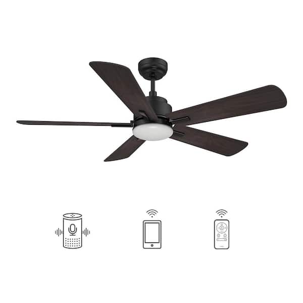 CARRO Apex 52 in. Integrated LED Indoor/Outdoor Black Smart Ceiling Fan ...