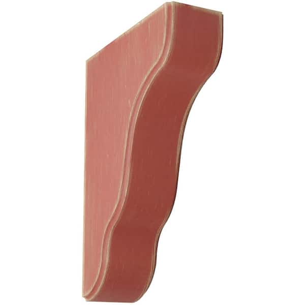 Ekena Millwork 1-3/4 in. x 7-1/2 in. x 5-1/4 in. Salvage Red Plymouth Wood Vintage Decor Bracket