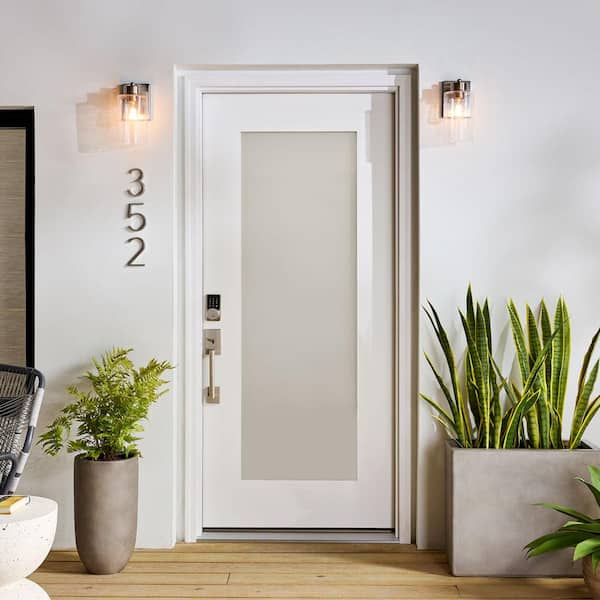 Smart Glass 36 in. x 80 in. Right Hand Inswing 1-Lite Smooth Unfinished Fiberglass Prehung Front Door