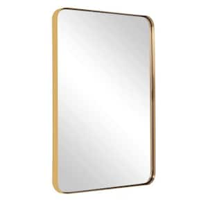 24 in. W x 36 in. H Rectangular Aluminum Alloy Frame with Inner Deep Design and Tempered Glass Wall Mirror in Gold