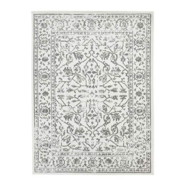 5 ft. x 8 ft. Ivory And Gray Floral Area Rug
