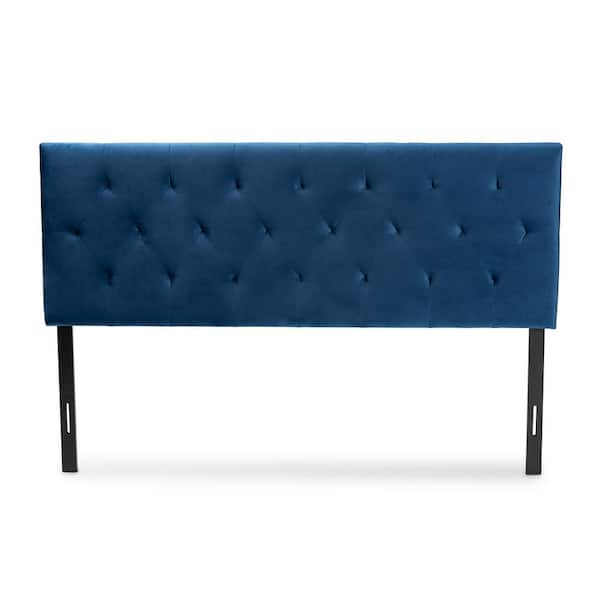 Baxton Studio Felix Navy Blue and Dark Brown King Headboard