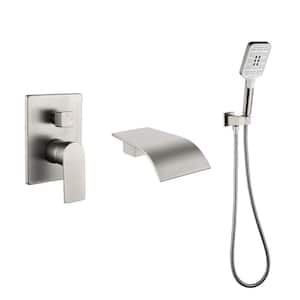 Ebeta Single-Handle Wall-Mount Roman Tub Faucet with Hand Shower in Brushed Nickel