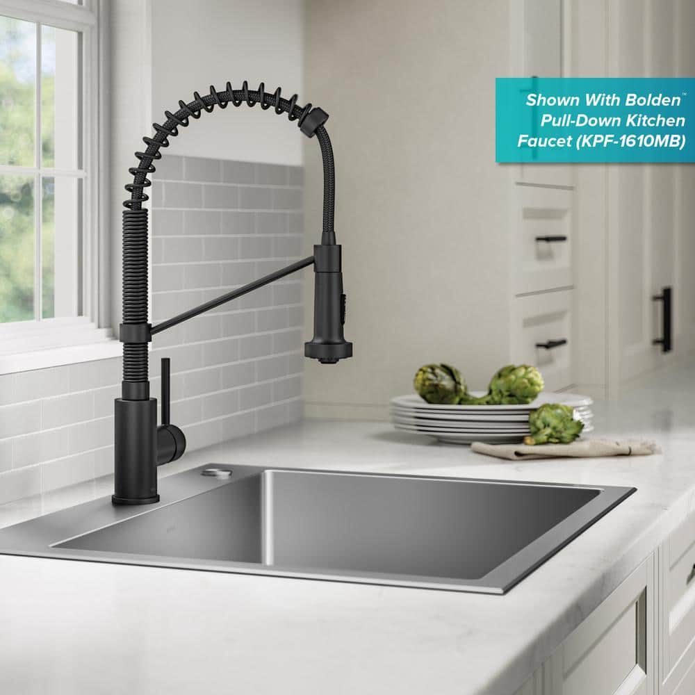 25-Inch Satin Stainless Steel Single Bowl Drop-In Kitchen Sink Set