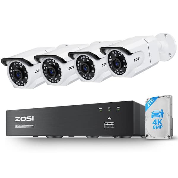8-Channel 4K 2TB PoE NVR Security Camera System with 4-Wired 8MP Spotlight Cameras, Human Detection, Color Night Vision