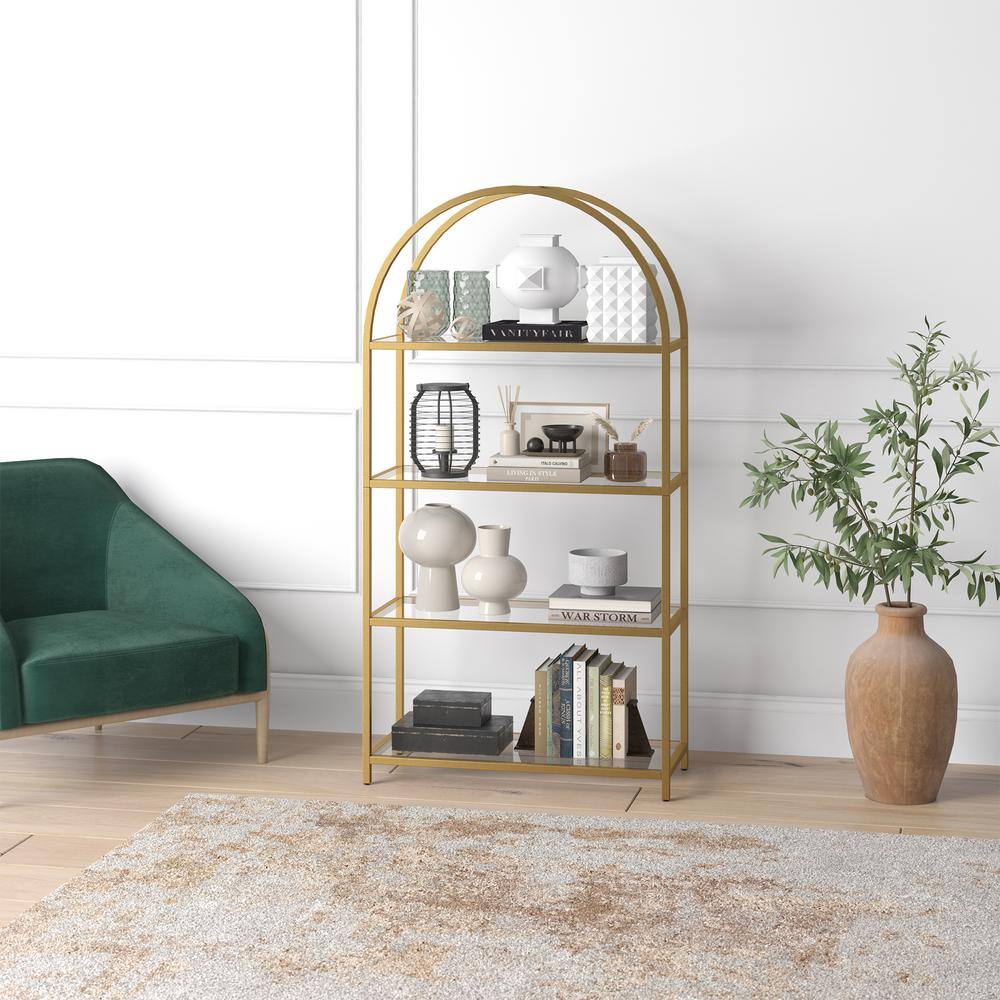 Garrett Brass and Glass 4-Tier Curved Étagère