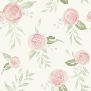 Watercolor Roses Spray and Stick Wallpaper