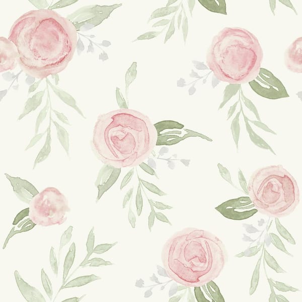 Magnolia Home by Joanna Gaines Watercolor Roses Spray and Stick Wallpaper