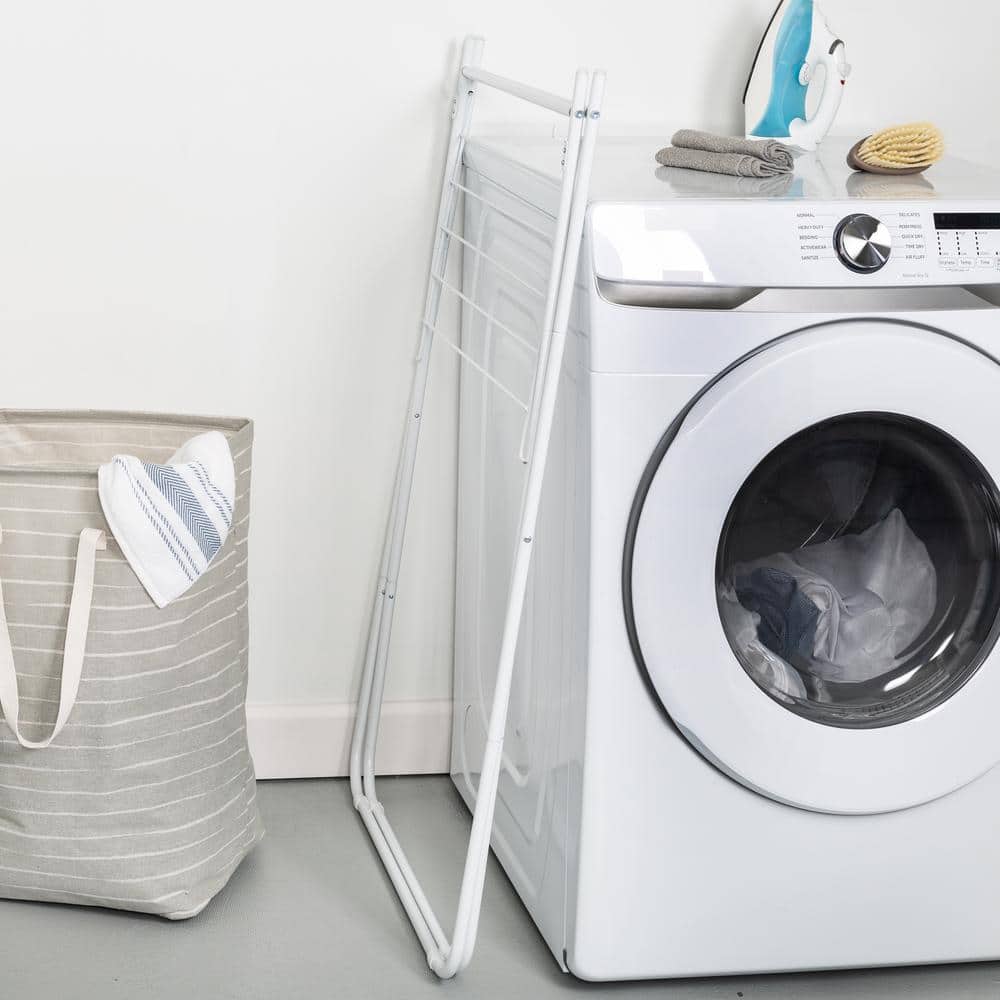 White Steel Collapsible Clothes Drying Rack