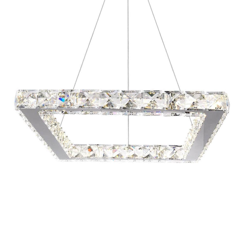 Mini Crystal Chrome 15" Square LED Chandelier