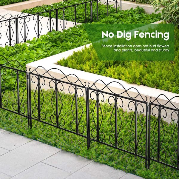 24 In H Black Iron Garden Fence, Decorative Metal Garden Fencing Home Depot