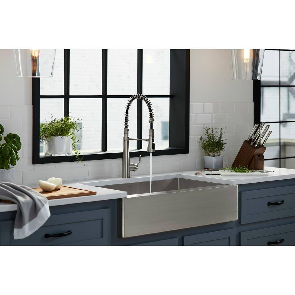 Stainless Steel Semi-Professional Kitchen Faucet with Pull-Out Spray