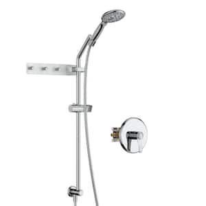 6-Spray Patterns with 4 in. Tub Wall Mount Single Handheld Shower Heads With 1.8 GPM in Chrome(Valve Included)