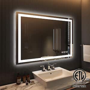 Classic 48 in. W x 36 in. H Rectangular Frameless Anti-Fog LED Light Wall Bathroom Vanity Mirror Front Light