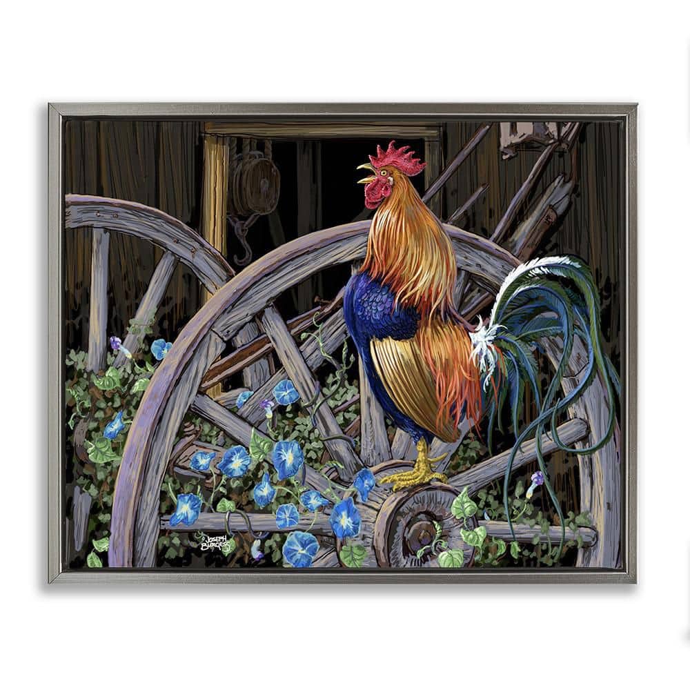 Morning Glory Rooster by Joseph Burgess 1 Piece Gray Floater Frame Animal Graphic Art Print 17 in. x 21 in. price history on PriceWatchPro