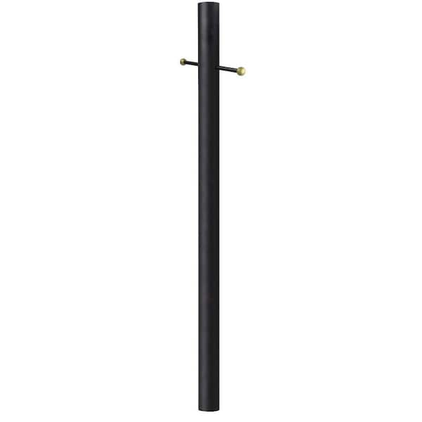 SOLUS 7 ft. Black Outdoor Direct Burial Aluminum Lamp Post with Cross Arm fits Most Standard 3 in. Post Top Fixtures