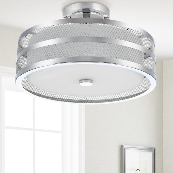 Greta 16 in. 3-Light Chrome Semi-Flush Mount Light