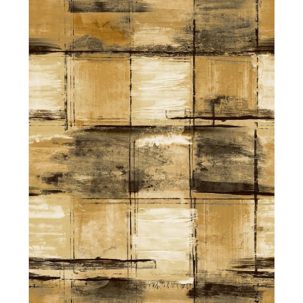 Seabrook Designs Curie Distressed Geometric Metallic Gold and Ebony Paper Strippable Roll (Covers 56 sq. ft.)