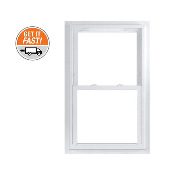 29.75 in. x 48.75 in. 70 Series White Double Hung Low-E Argon Glass Vinyl Fin with J Window, Screen Incl