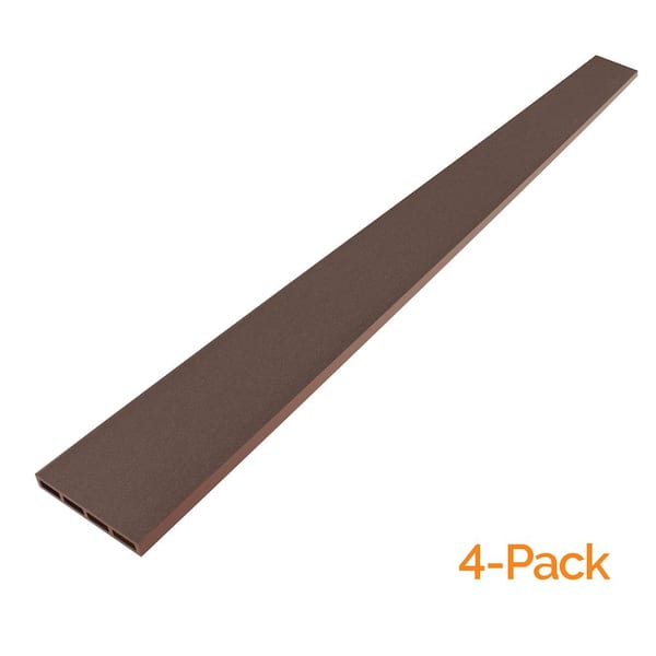 OUTDECO 5.5 in. x 72 in. x.75 in. Wood Plastic Composite Fence Board, Flat Edge Both Sides, Sanded Finish - Espresso (4-Pack)