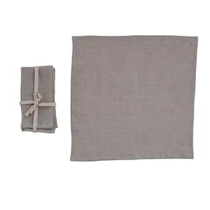18 in. W x 0.25 in. H Brown Stonewashed Linen Dinner Napkins (Set of 4)