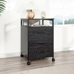 18 in. W Solid Wood Rectangle Transitional End Table Nightstand in Distressed Black